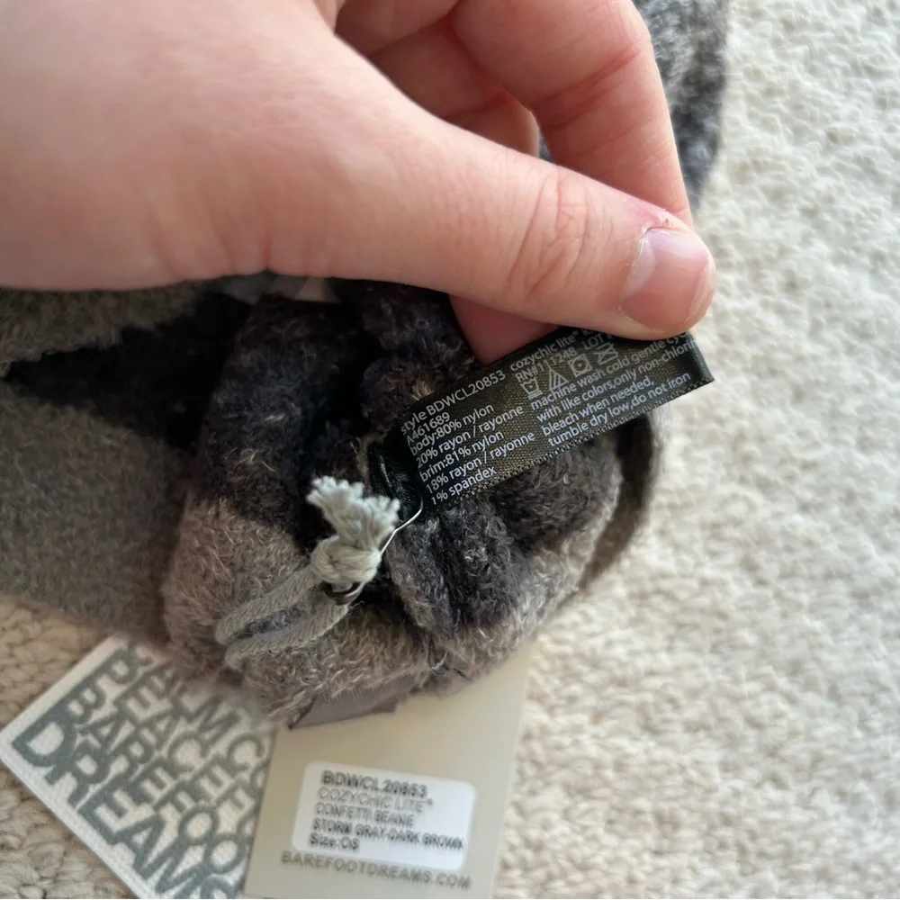 Barefoot Dreams Storm Gray-Dark Brown CozyChic Lite Confetti Beanie